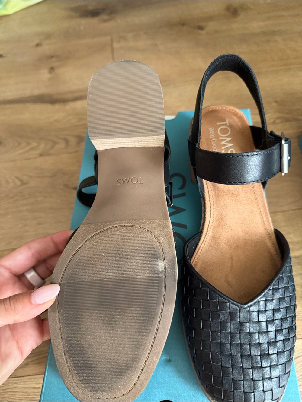 Toms Black Woven Slingback Mules - Picture 4 of 4